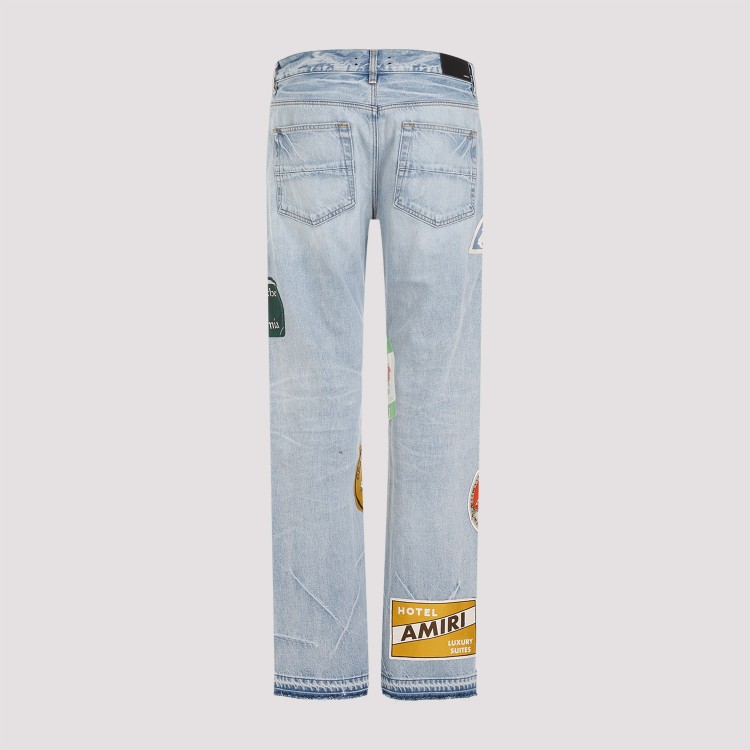 Shop Amiri Travel Patch Perfect Indigo Cotton Straight Jeans In Blue