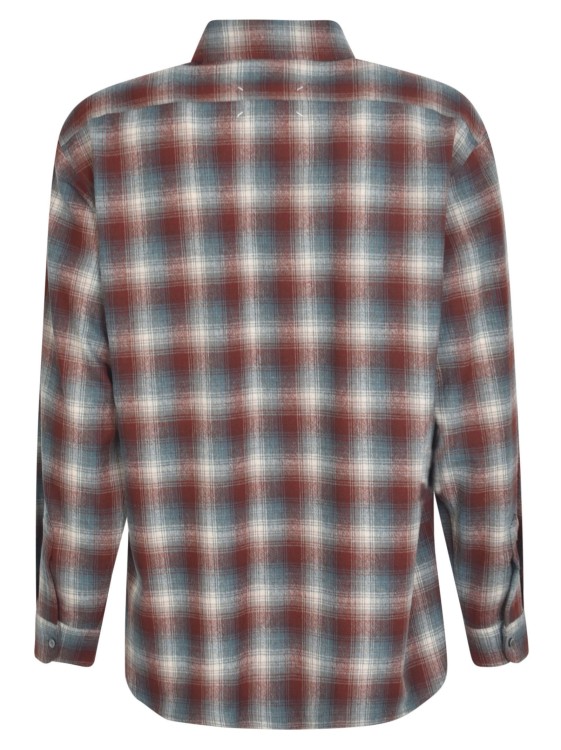 Shop Maison Margiela Brick Red Plaid-check Flannel Shirt In Grey