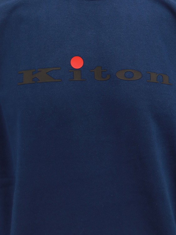 Shop Kiton Cotton Sweatshirt With Frontal Logo In Blue