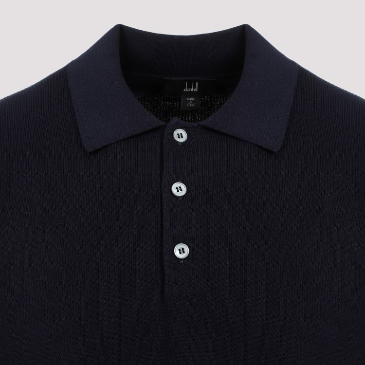 Shop Dunhill Textured Ink Cotton Polo In Blue