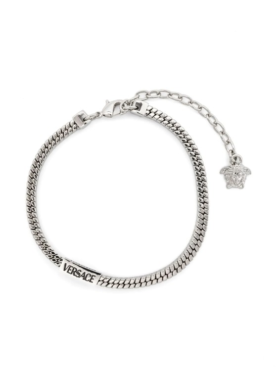 Versace Silver Snake-chain Bracelet In Metallic