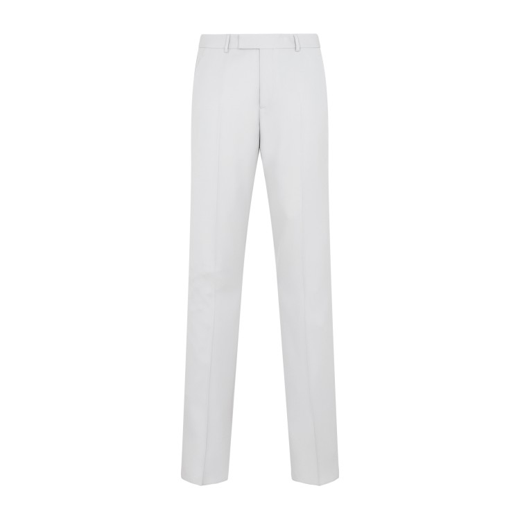 Shop Dior Grey Wool Pants In White