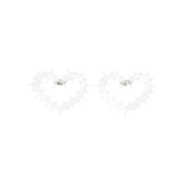 Hugo Kreit Clear Spiky Heart Hoops Earrings In Neutral