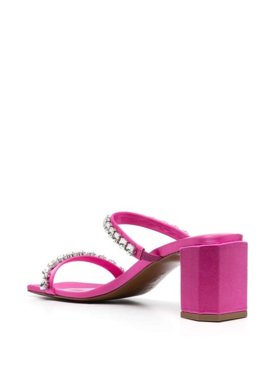 Shop By Far Fucsia Tanya Mules Sandals With Crystal Embellishment In Leather In Pink