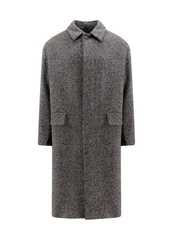 Shop Hevo Virgin Wool Blend Coat With Melange Effect In Grey