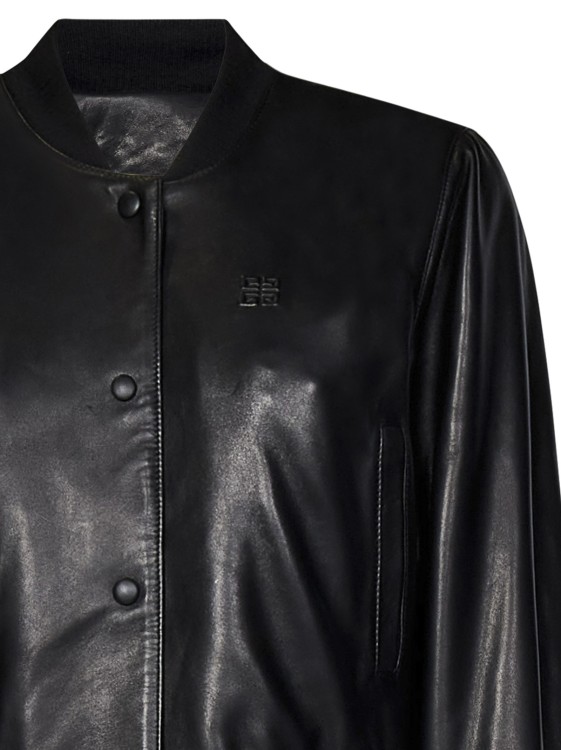 Shop Givenchy Black Voyou Leather Bomber Jacket