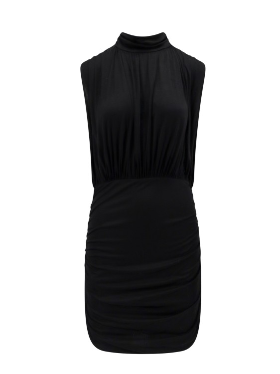 Shop Semi-couture Viscose Draped Dress In Black