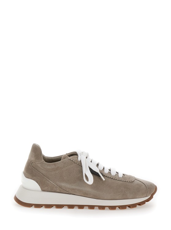 Brunello Cucinelli Leather Sneaker In Gray