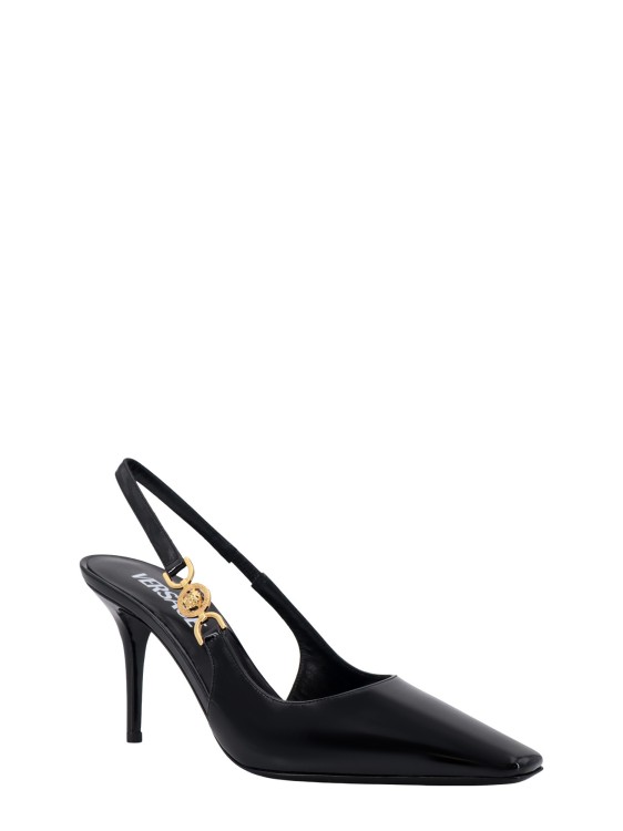Shop Versace Patent Leather Slingback With Medusa '95 Detail In Black