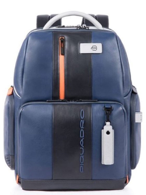 Piquadro Blue Backpack With Anti-theft System In Grey