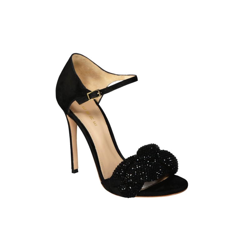 Shop Lerre Knotted Suede Sandals In Black