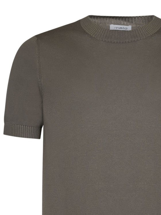 Shop Malo Khaki Short-sleeved Knit Pullover In Green
