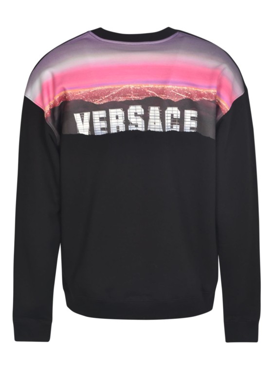 Shop Versace Black Cotton Sweatshirt With Rear Graphic Print