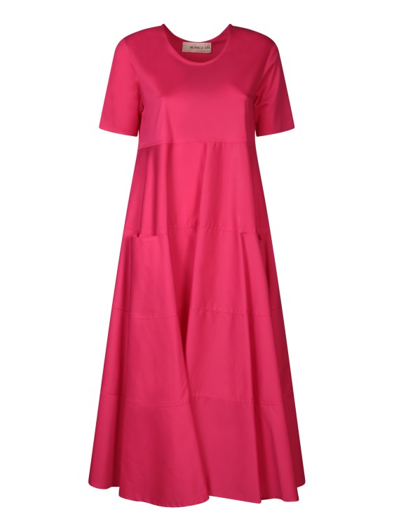 Shop Blanca Vita Short-sleeved Poplin Dress In Red