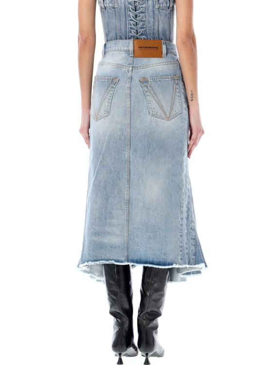 Shop Vetements Flared Denim Midi Skirt In Blue