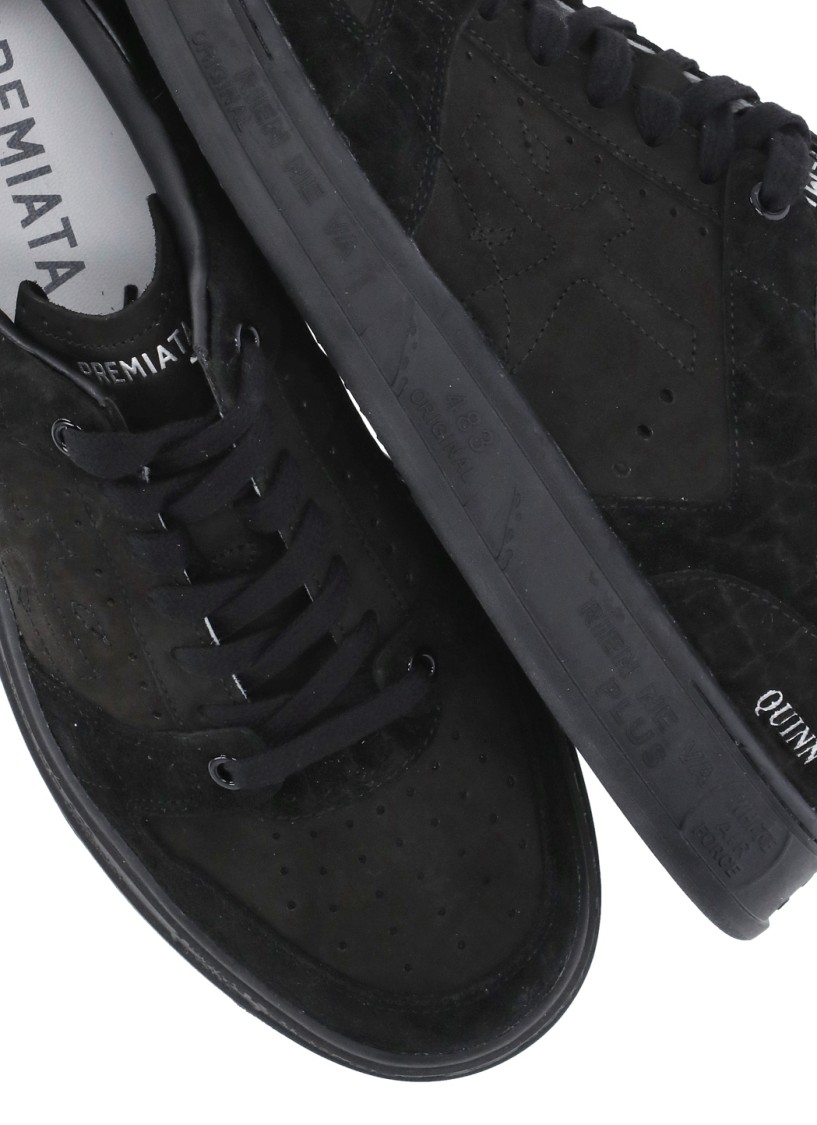 Shop Premiata Black Leather Sneakers