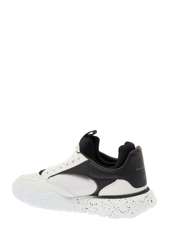 Shop Alexander Mcqueen Court Tech' Black And White Panelled Sneakers In Leather