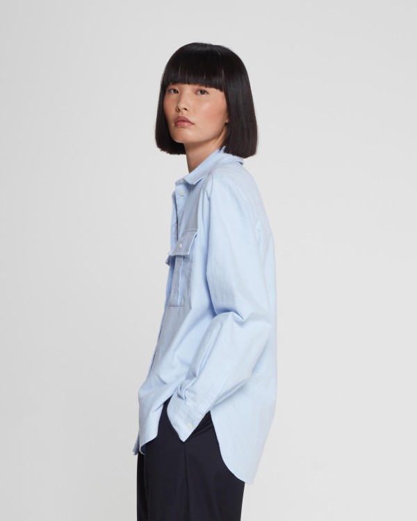 Shop Serena Bute Soft Cotton Utility Shirt - Light Blue