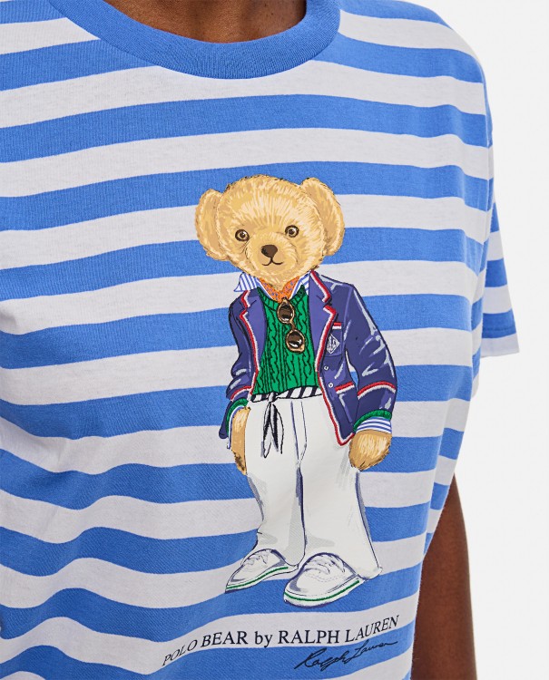 Shop Polo Ralph Lauren Bear Striped T-shirt In Blue
