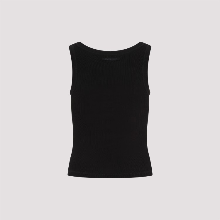 Jacquemus Logo-tag Ribbed Sleeveless Top In Black