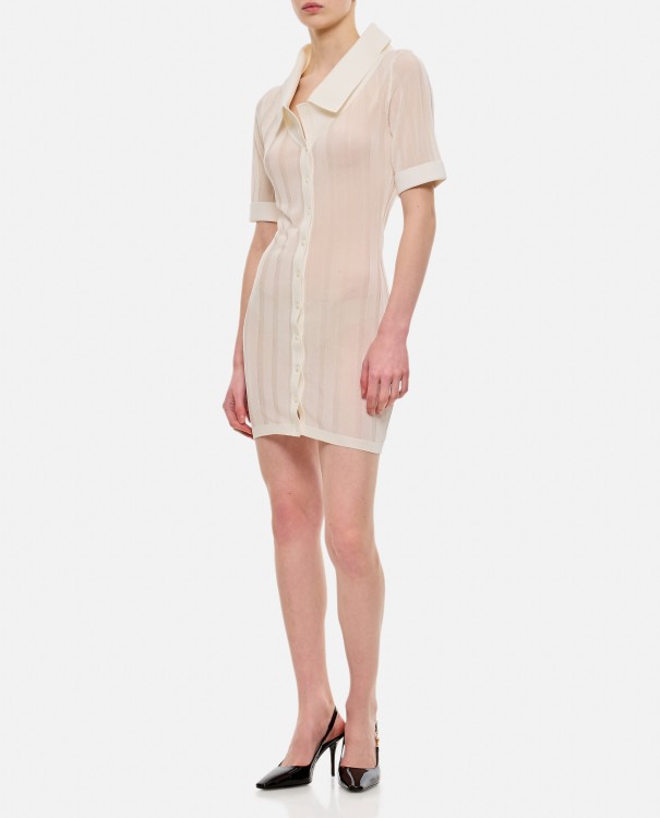 Shop Jacquemus Front Buttoned Short Dress In White