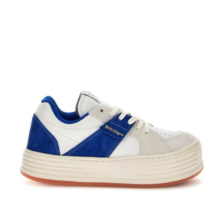 Palm Angels Leather Logo Sneakers In Blue