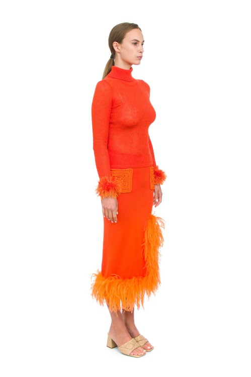 Shop Andreeva Orange Knit Turtleneck With Handmade Knit Details