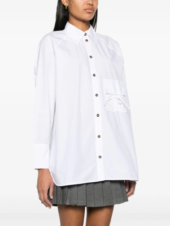 Shop Ganni Raglan-sleeved Organic Cotton Shirt In White