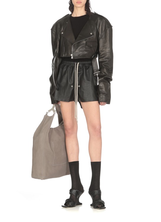 Shop Rick Owens Biker Leather Jacket In Black