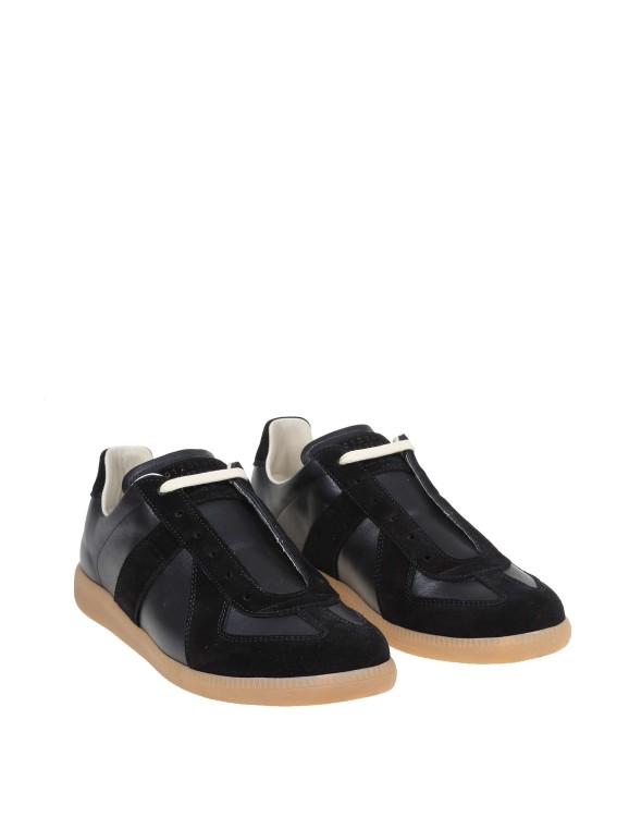 Shop Maison Margiela Sneakers Replica In Leather And Suede In Black