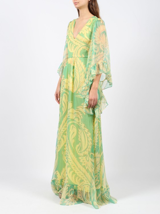 Shop Etro Printed Tulle Dress In Green
