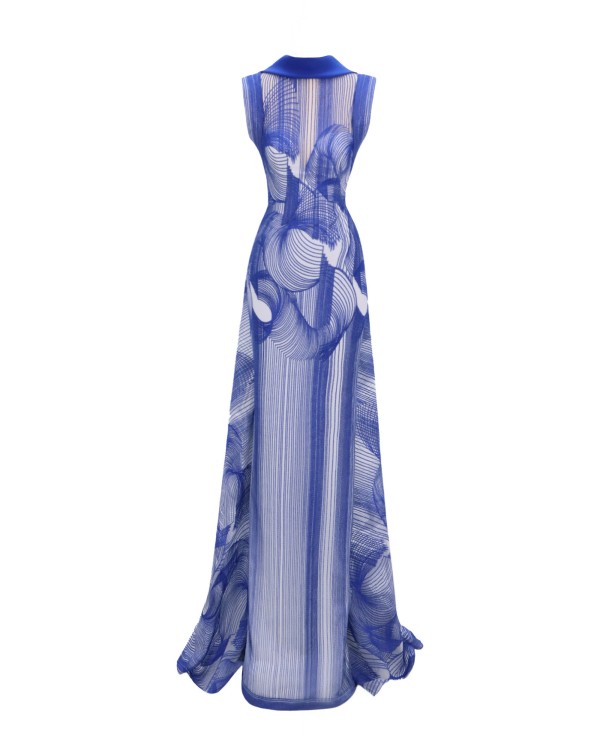 Gemy Maalouf Slim-cut Embroidered Pattern Dress - Long Dresses In Blue
