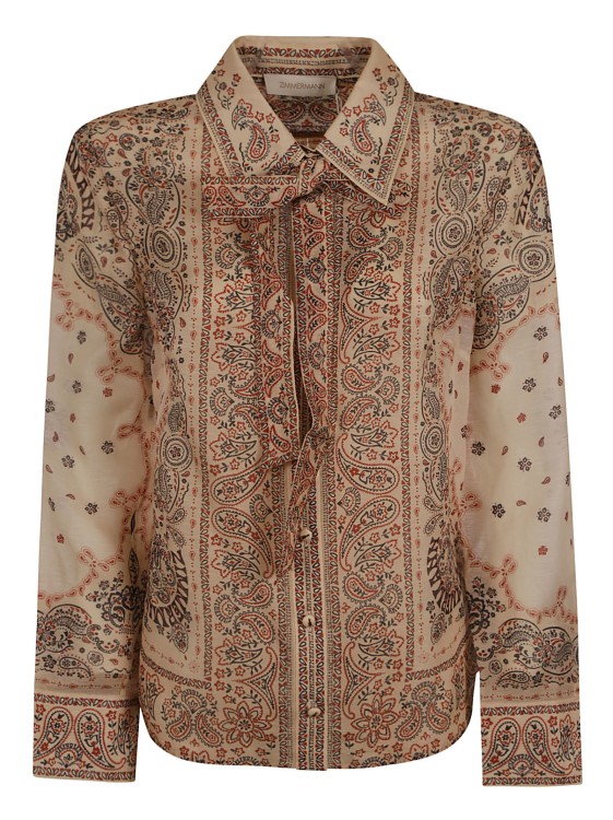Shop Zimmermann Linen-silk Blend Paisley Print Shirts In Brown