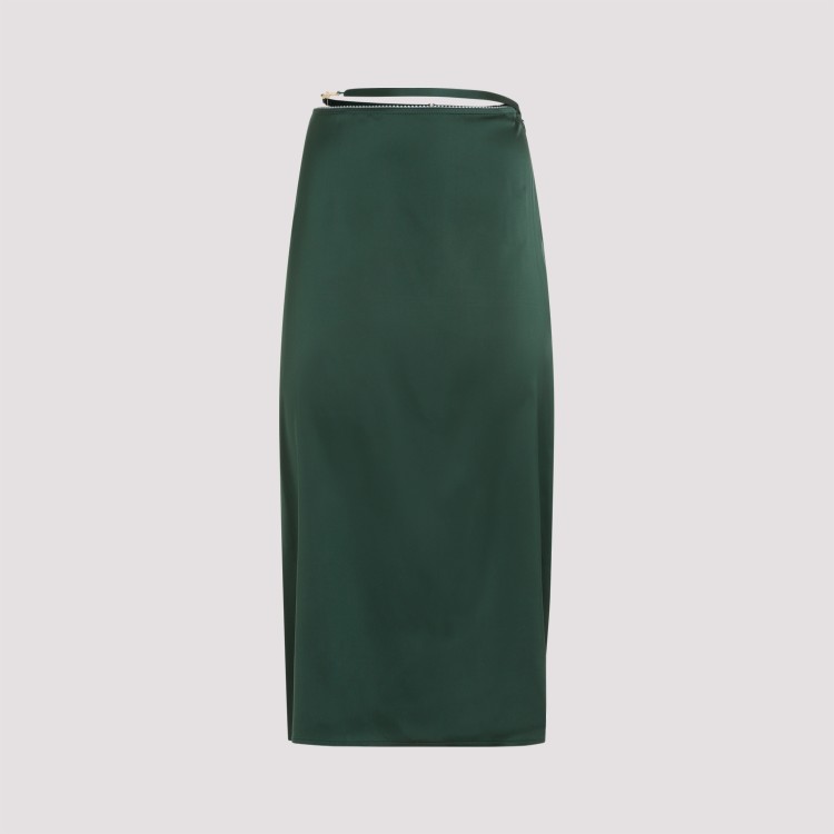 Shop Jacquemus Dark Green La Jupe Notte Skirt In Black