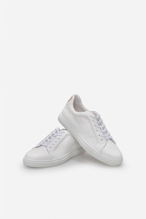 Shop Pantofola D'oro White Buffalo Leather Sneakers