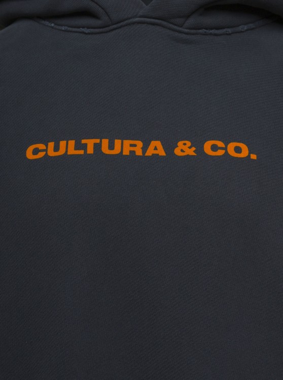 Shop Cultura Black Hoodie With & Co Print In Jersey