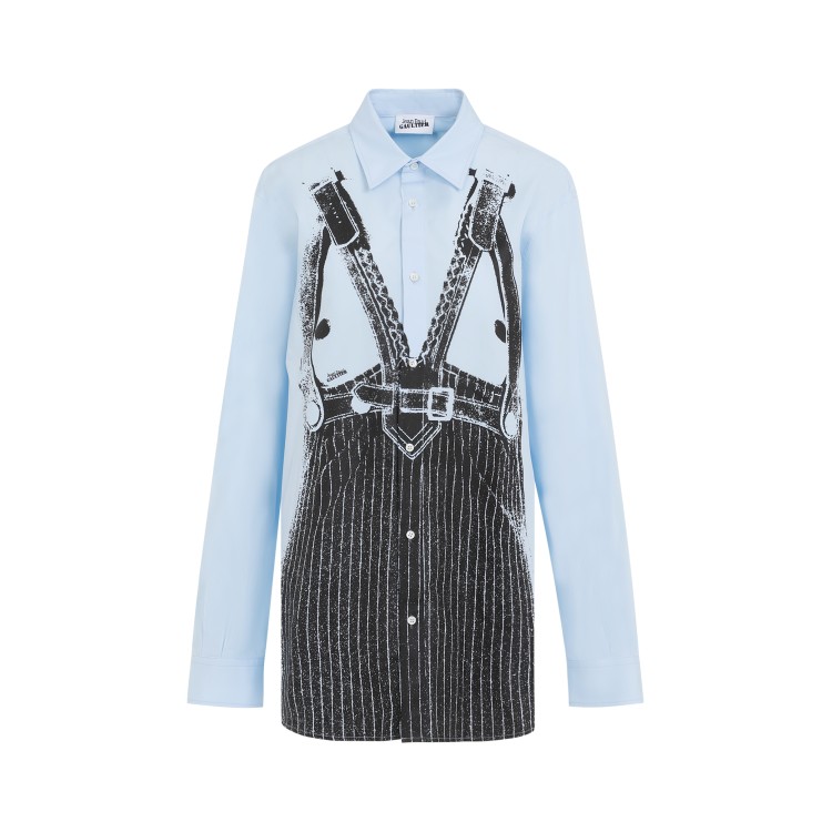 Jean Paul Gaultier Baby Blue And Black Trompe-lœil Cotton Shirt