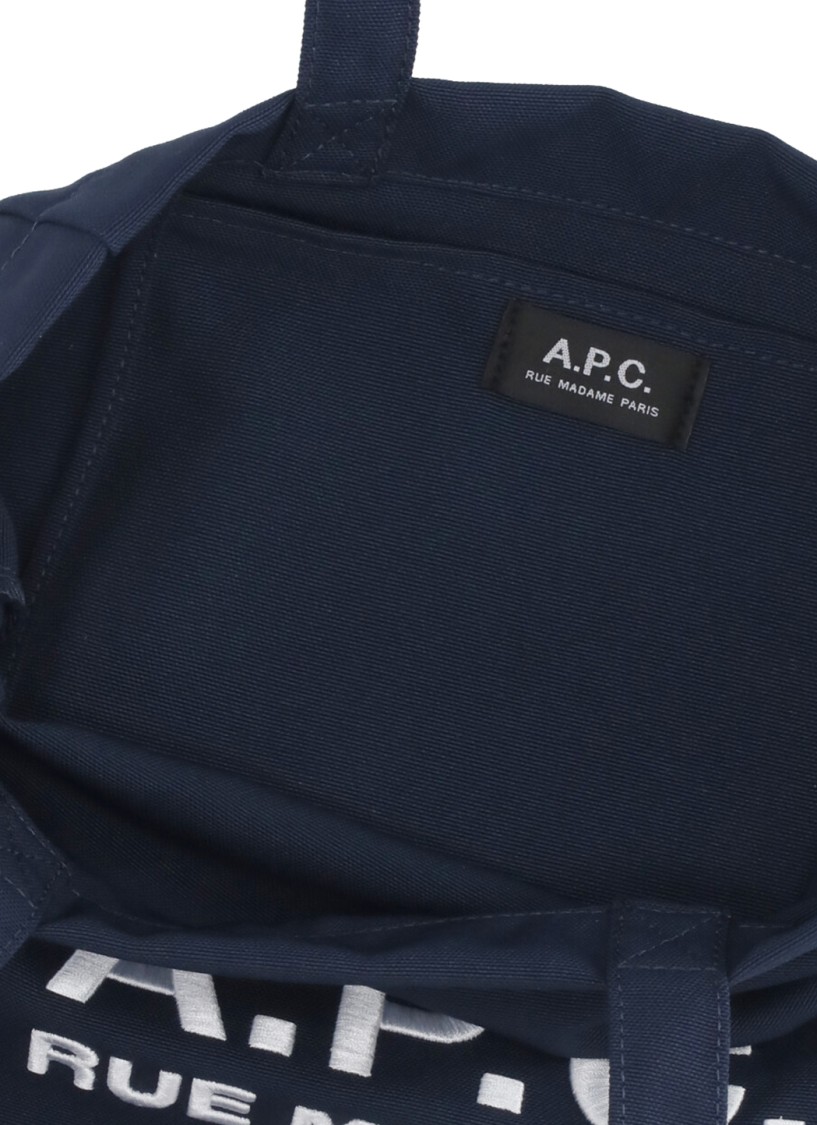Apc A.p.c. Navy Blue Canvas Lou Rue Madame Shopping Bag In Blue