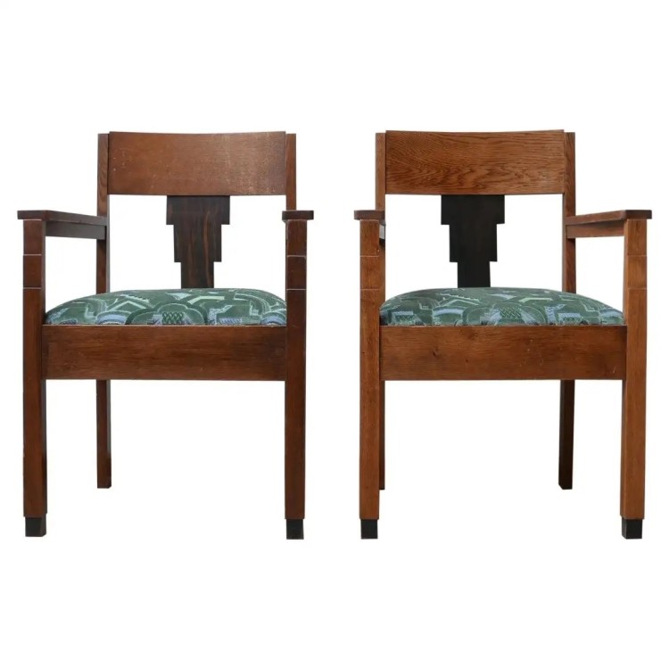 Unknown Pair Of Amsterdam School Art Deco Armchairs In Not Applicable