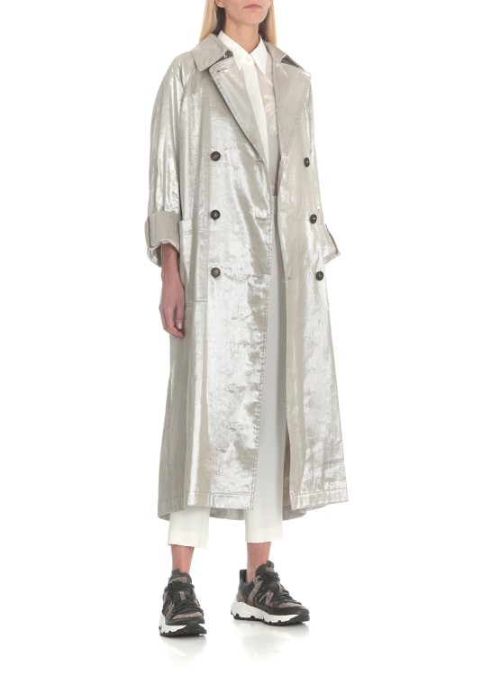 Shop Brunello Cucinelli Linen Double-breasted Coat In White