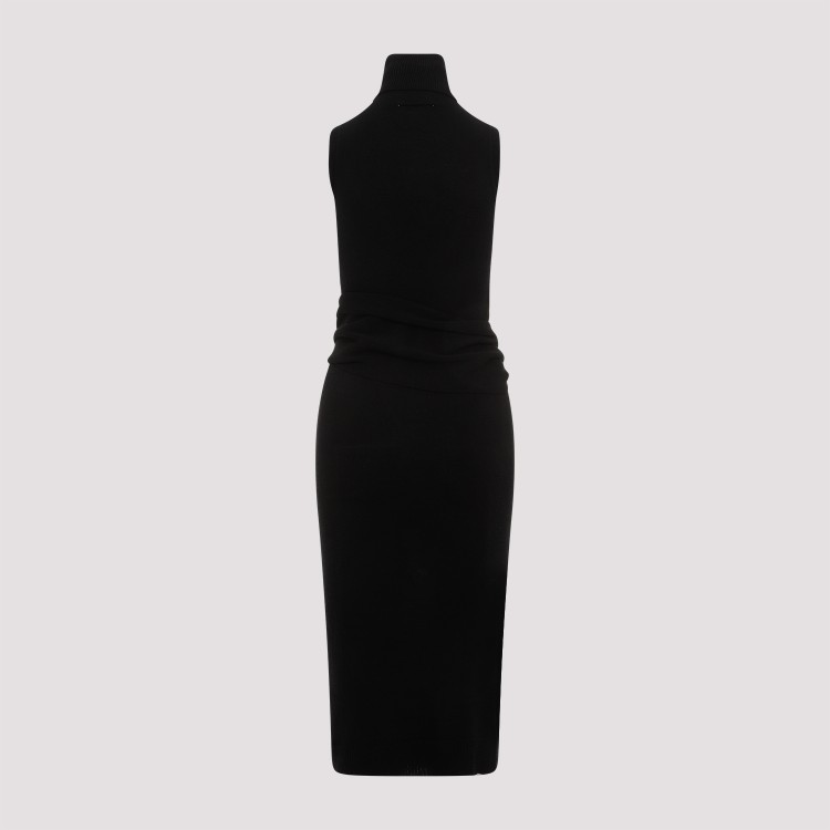 MM6 MAISON MARGIELA MM6 BY MAISON MARGIELA BLACK WOOL MIDI DRESS 