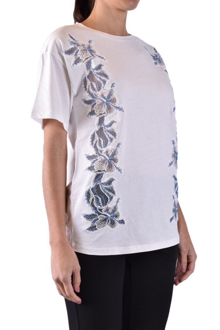 Ermanno Embroidered Cotton T-shirt With Unique Floral Design And Relaxed Fit In White