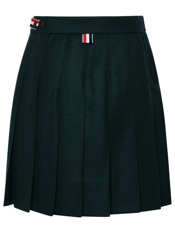 Shop Thom Browne Black Pleated Skirt In Green
