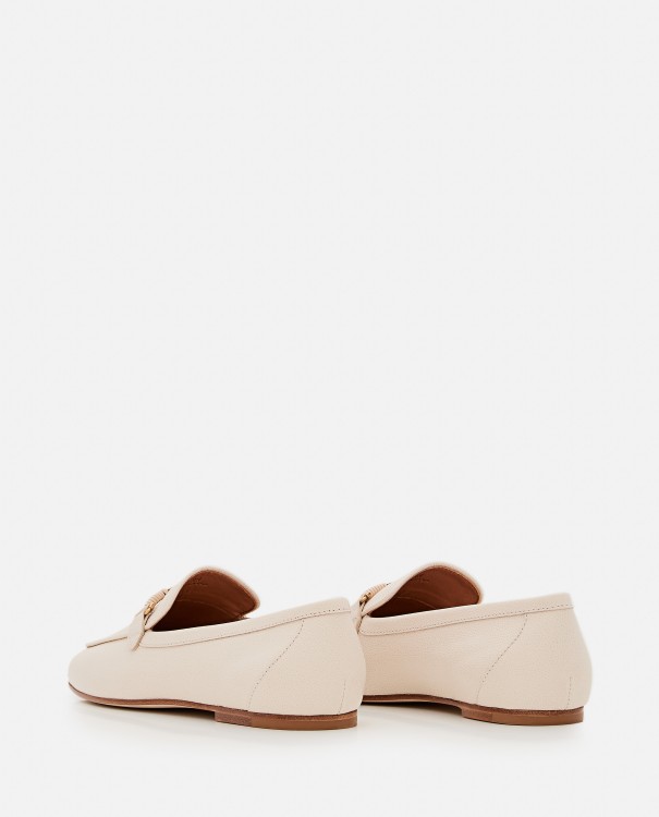 Shop Tod's Flat Leather Loafers In Neutrals
