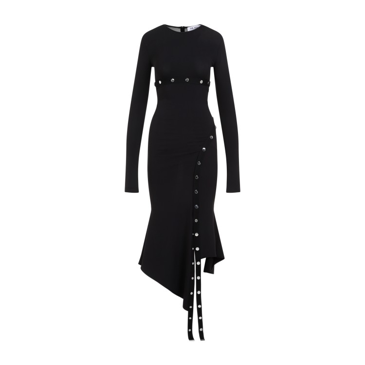 Attico Asymmetric Dress With Snap Buttons In Black