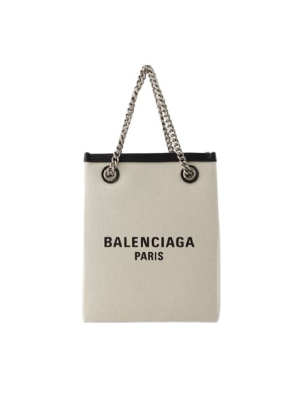 Shop Balenciaga Duty Free Phone Holder - Cotton - Beige In Neutrals