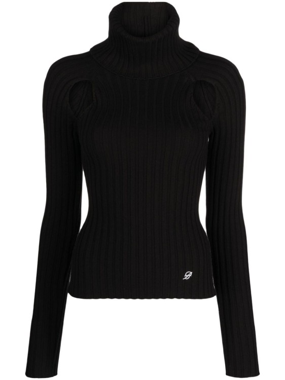 Shop Blumarine Ribbed-knit Cut-out Jumper In Black