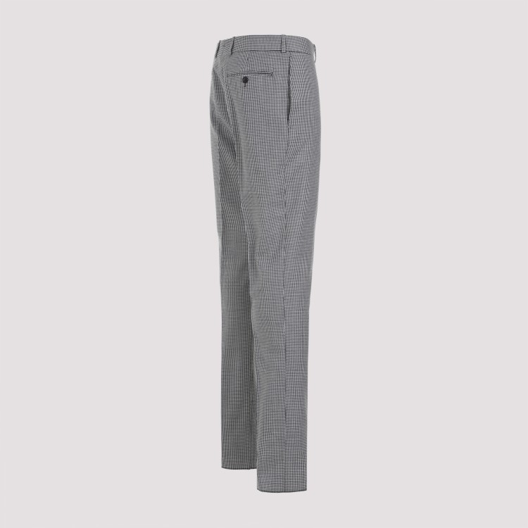 Shop Alexander Mcqueen Black White Wool Pants In Grey