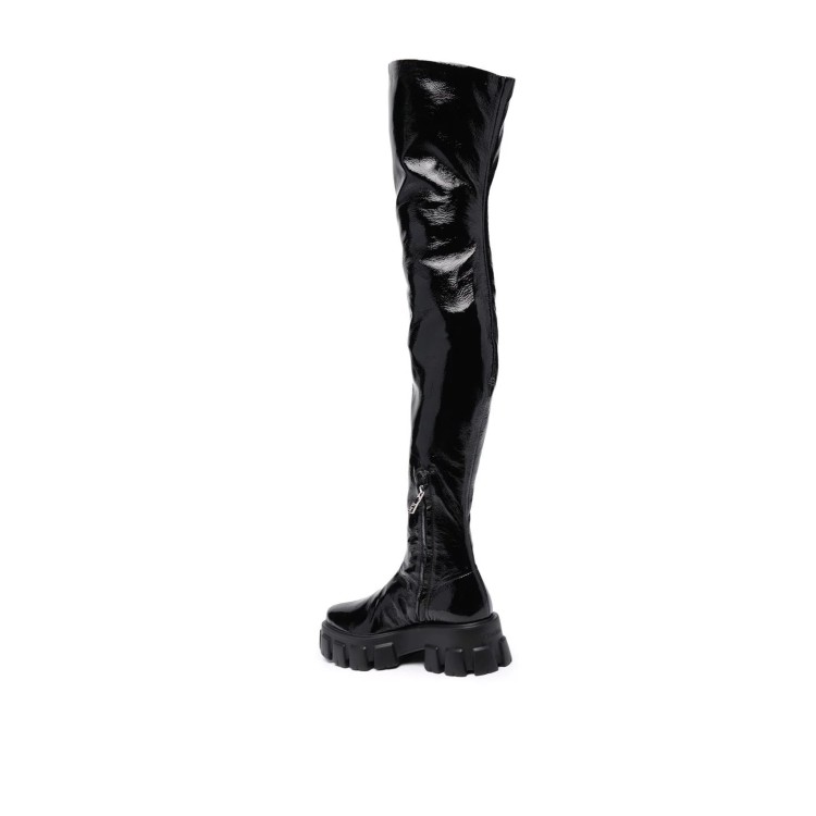 Shop Prada Thigh-high Boots In Black