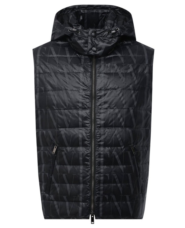Shop Valentino Padded Vest Jacket In Black